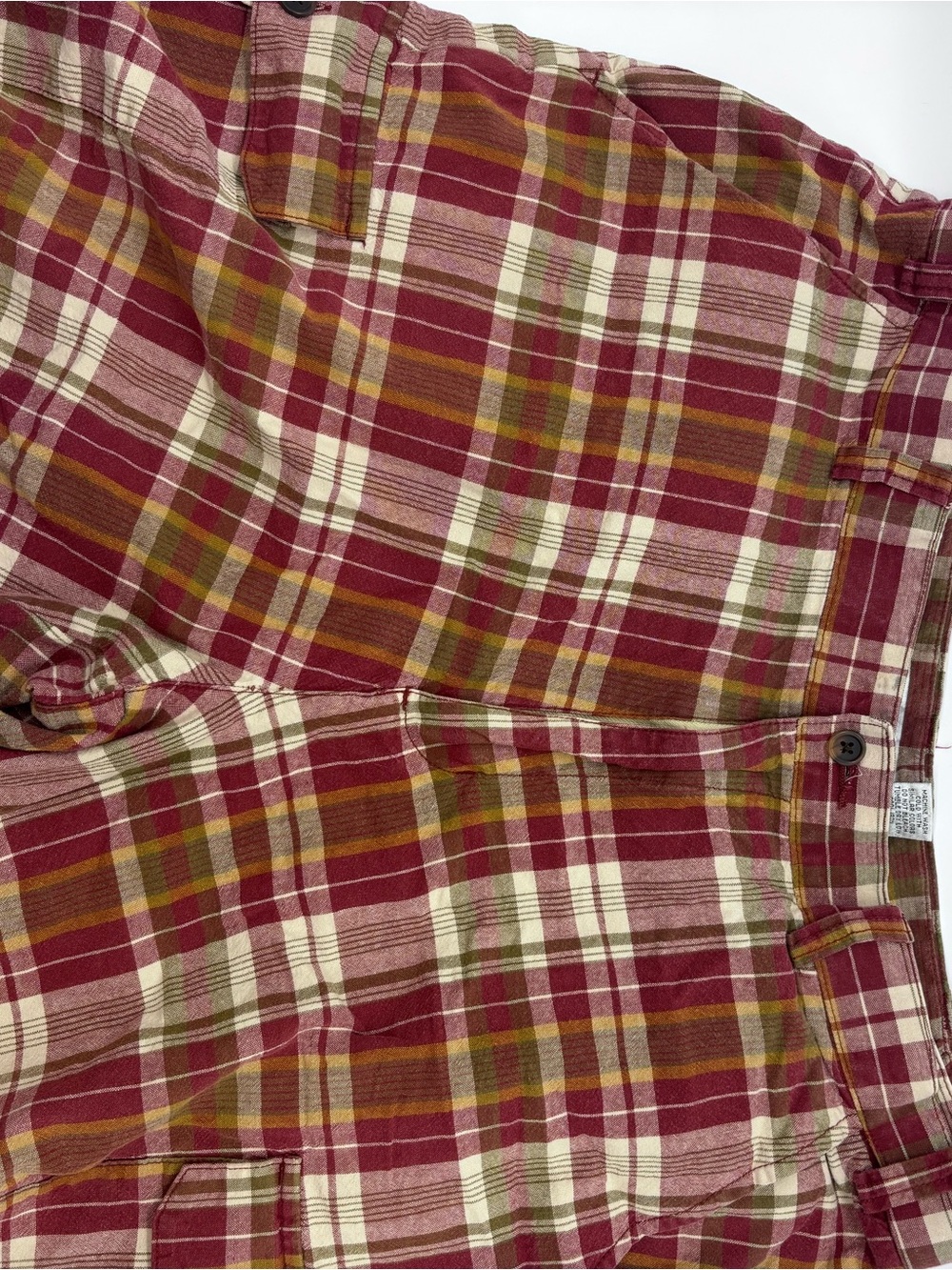 Geoffrey Beene Plaid Cargo Shorts in Burgundy and Cream